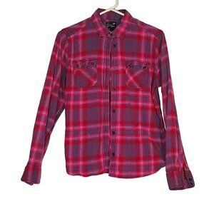 American Eagle Outfitters Womens Purple & Pink Plaid Button-Up Shirt L/S Size‎ L